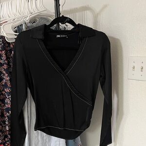 Zara Black Satin Top